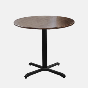 Mesa redonda para cafetería con base de metal y superficie de madera