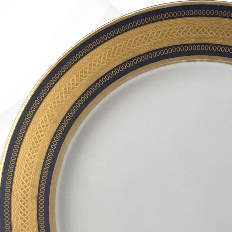 RENTA VAJILLA ELEGANCE DECORADO AZUL CON ORO